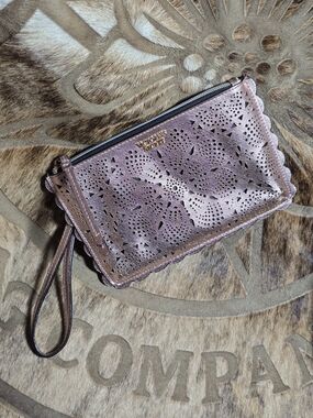 Victoria Secret Rose Gold Perforated Leather Wristlet